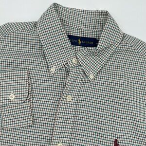 Ralph Lauren Men's Medium Green Brown Plaid Long Sleeve Button Down Shirtโ